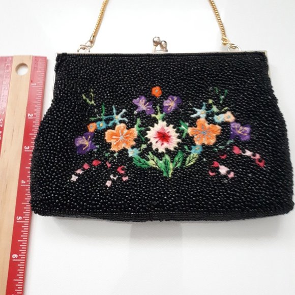 Du Val Vintage Black Beaded and Embroidered Handbag - Picture 9 of 9